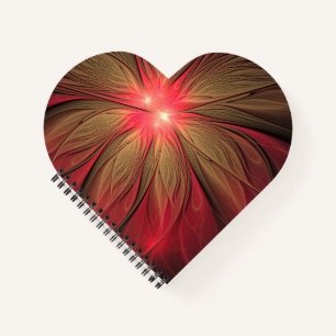 Red fansy fractal flower notebook