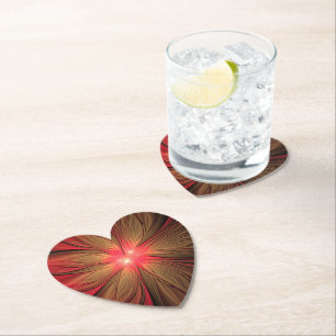 Red fansy fractal flower  paper coaster