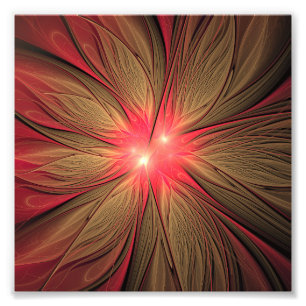 Red fansy fractal flower photo print