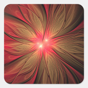 Red fansy fractal flower  square sticker