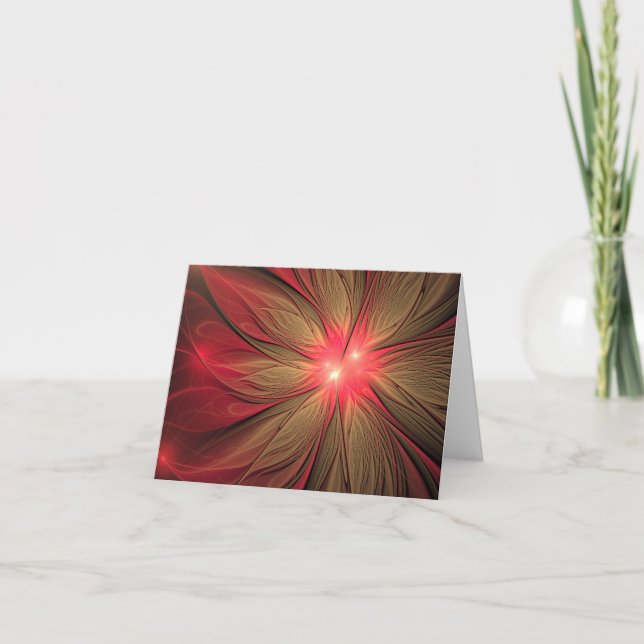 Red fansy fractal flower  thank you card (Front)