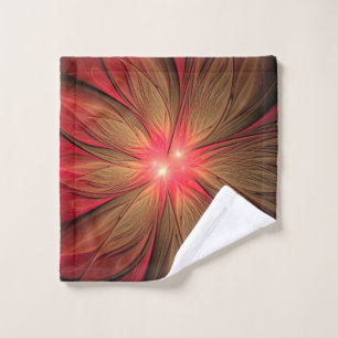 Red fansy fractal flower wash cloth
