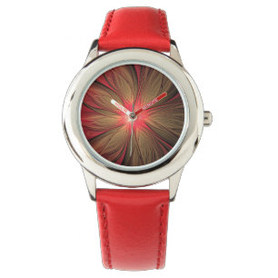 Red fansy fractal flower watch