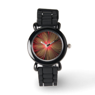 Red fansy fractal flower watch