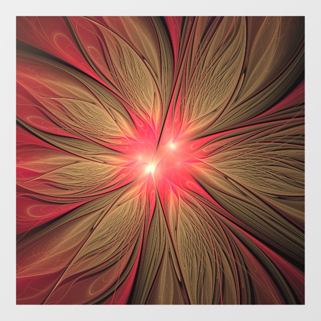 Red fansy fractal flower  window cling (Sheet)