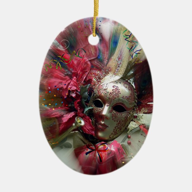 Red Fantasy Angel Ceramic Ornament (Front)