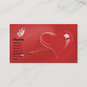 RED FANTASY HEART AND BUTTERFLY BUSINESS CARD