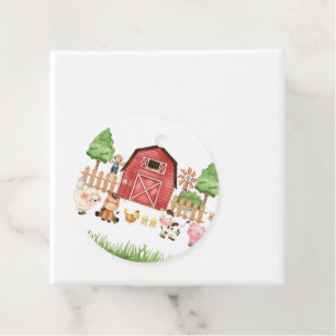 Red Farm Animals Baby Shower Favour Tags