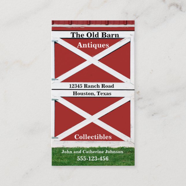 Red Farm Barn Door Business Card (Front)