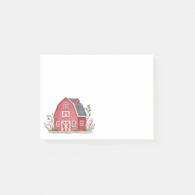 Red Farm Barnyard Modern Post-it Notes (Front)