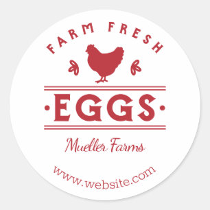 Red Farm Fresh Eggs Classic Round Sticker