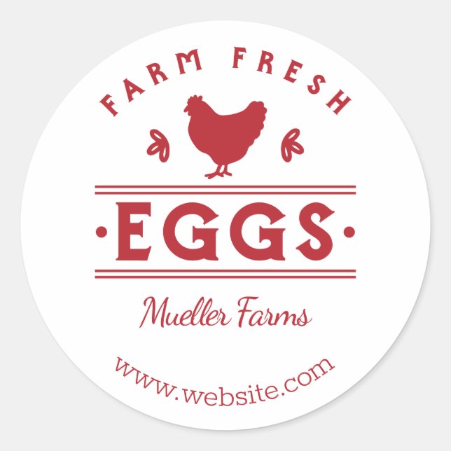 Red Farm Fresh Eggs Classic Round Sticker (Front)