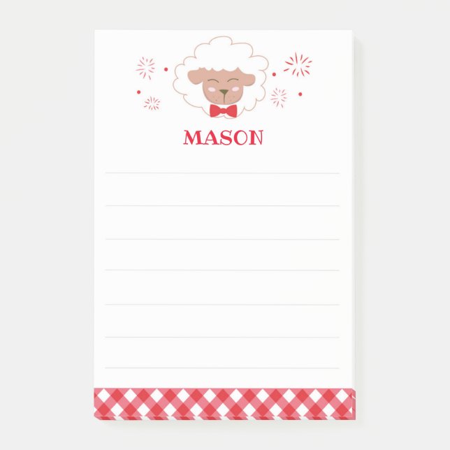 Red Farm Sheep Post It Note (Front)