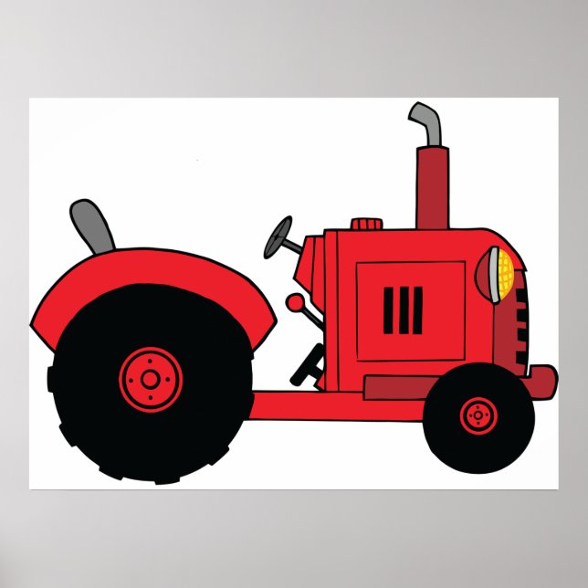Red Farm Tractor Vehicle Poster (Front)