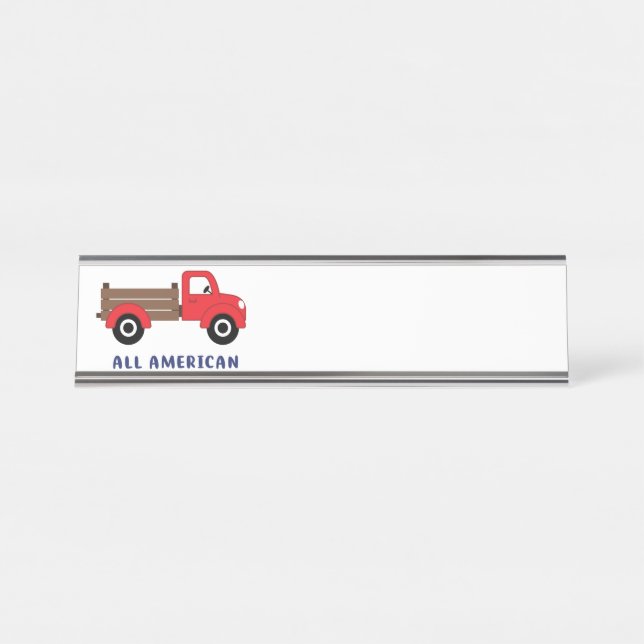 Red Farm Truck Desk Name Plate (Front)