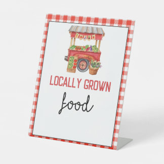 Red Farmer's Market Birthday  Food Table Sign