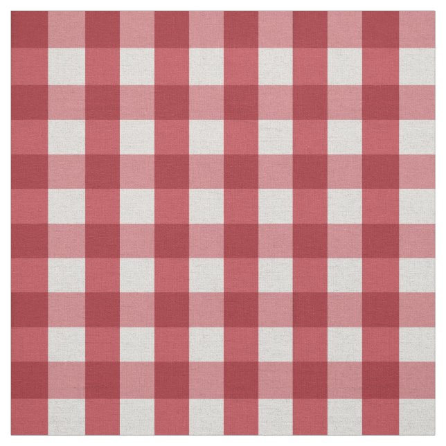 Red Farmhouse Gingham Plaid Chequered Pattern Fabric (Swatch)