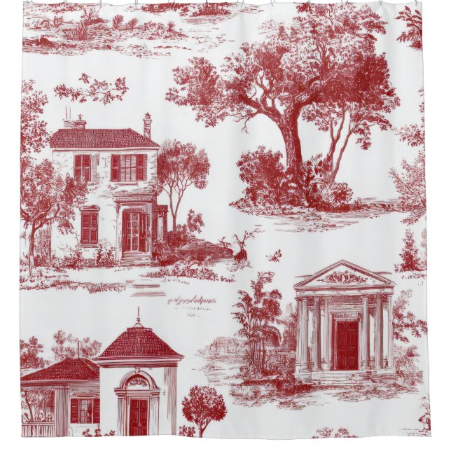 Red Farmhouse Toile Scenic Tree Pattern (Front)