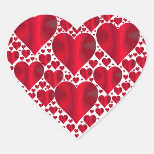 Red Faux Foil Heart Stickers