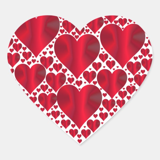 Red Faux Foil Heart Stickers (Front)