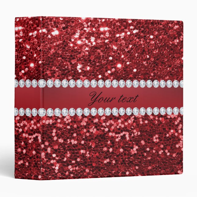 Red Faux Glitter and Diamonds Binder (Front/Spine)