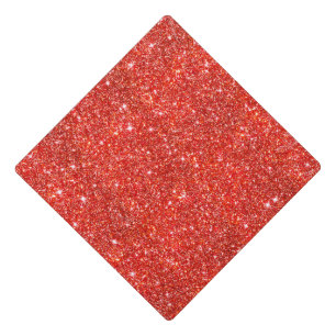 Red Faux Glitter Bright Girly Graduate Graduation Cap Topper