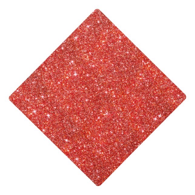 Red Faux Glitter Bright Girly Graduate Graduation Cap Topper (Front)