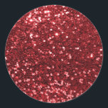Red Faux Glitter Classic Round Sticker<br><div class="desc">Glamourous large red faux glitter.
PLEASE NOTE:  These are flat printed graphics - no raised parts.</div>