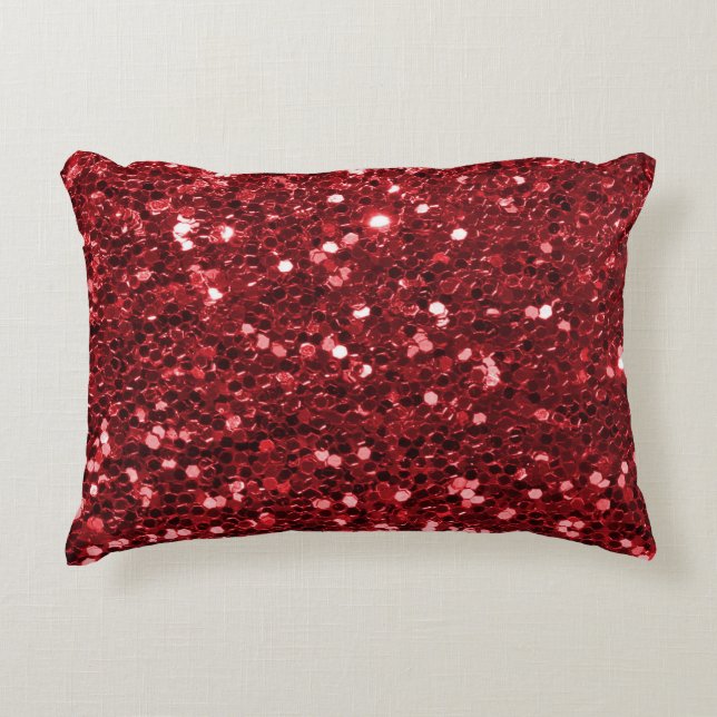 Red Faux Glitter Decorative Pillow (Front)