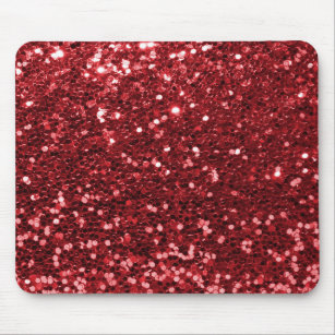 Red Faux Glitter Mouse Pad