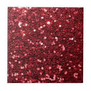 Red Faux Glitter Tile