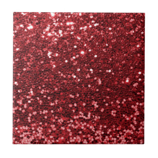 Red Faux Glitter Tile