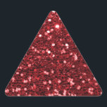 Red Faux Glitter Triangle Sticker<br><div class="desc">Glamourous large red faux glitter.
PLEASE NOTE:  These are flat printed graphics - no raised parts.</div>