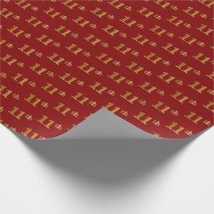Red, Faux Gold 11th (Eleventh) Event Wrapping Paper