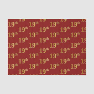 Red, Faux Gold 19th (Nineteenth) Event Tissue Paper