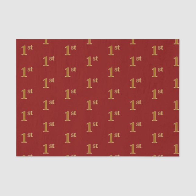 Red, Faux Gold 1st (First) Event Tissue Paper (Front)
