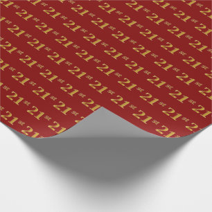 Red, Faux Gold 21st (Twenty-First) Event Wrapping Paper