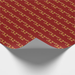 Red, Faux Gold 32nd (Thirty-Second) Event Wrapping Paper