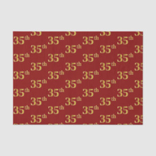 Red, Faux Gold 35th (Thirty-Fifth) Event Tissue Paper