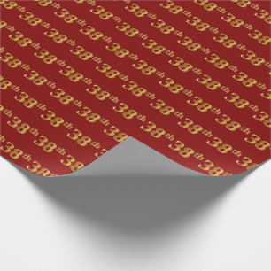 Red, Faux Gold 38th (Thirty-Eighth) Event Wrapping Paper