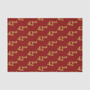 Red, Faux Gold 42nd (Forty-Second) Event Tissue Paper