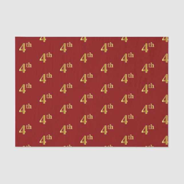 Red, Faux Gold 4th (Fourth) Event Tissue Paper (Front)