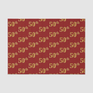 Red, Faux Gold 50th (Fiftieth) Event Tissue Paper