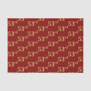 Red, Faux Gold 53rd (Fifty-Third) Event Tissue Paper