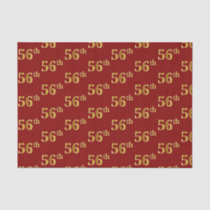 Red, Faux Gold 56th (Fifty-Sixth) Event Tissue Paper