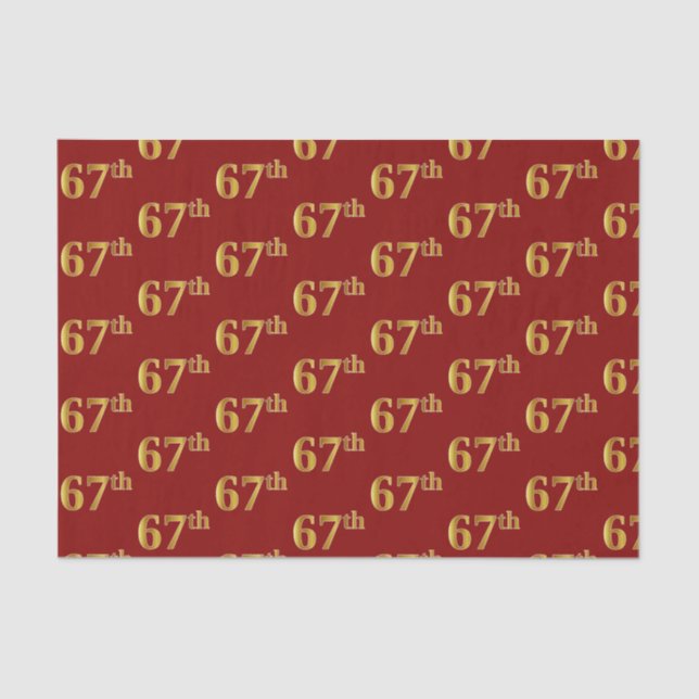 Red, Faux Gold 67th (Sixty-Seventh) Event Tissue Paper (Front)