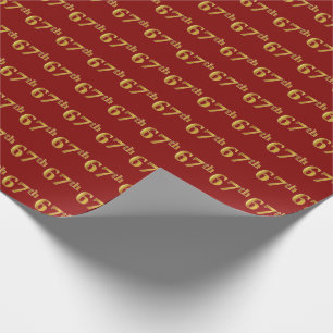 Red, Faux Gold 67th (Sixty-Seventh) Event Wrapping Paper