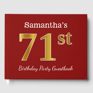 Red, Faux Gold 71st Birthday Party + Custom Name Guest Book