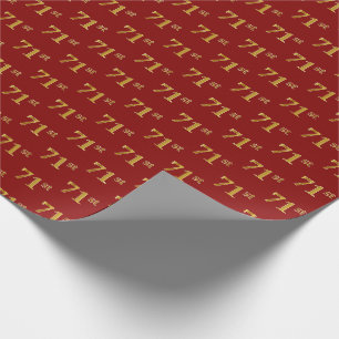 Red, Faux Gold 71st (Seventy-First) Event Wrapping Paper