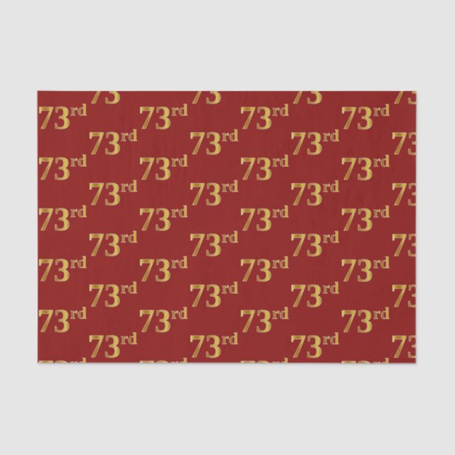 Red, Faux Gold 73rd (Seventy-Third) Event Tissue Paper (Front)